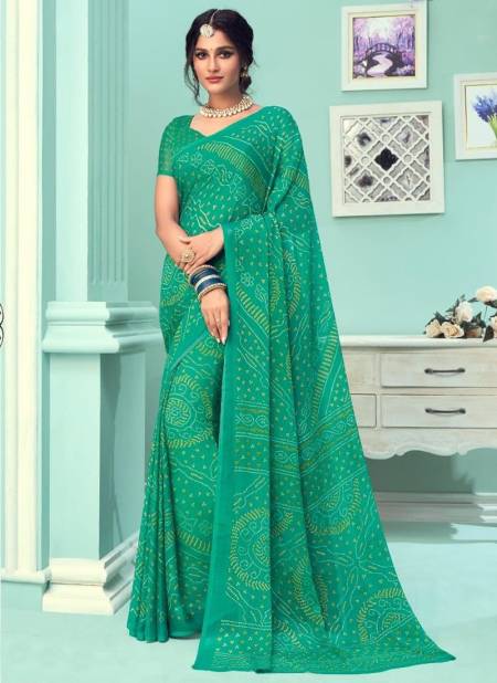 Sea Green Colour STAR CHIFFON 67TH EDITION Ruchi New daily Wear Chiffon Bandhni Saree Collection 12803 C